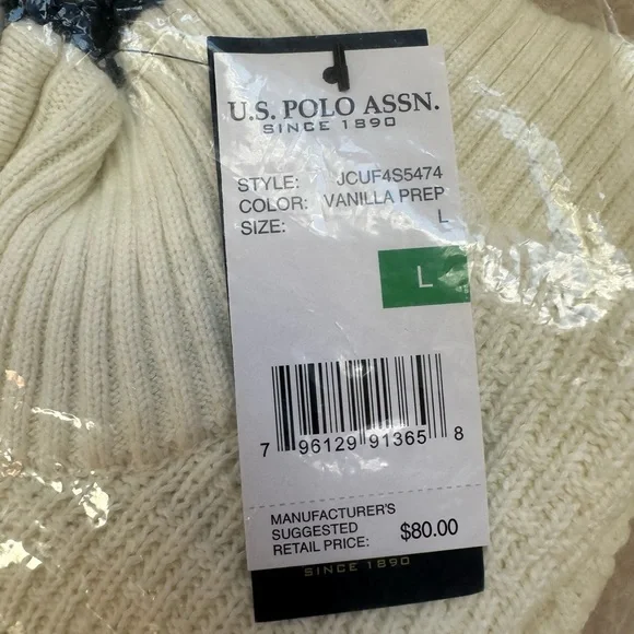 Brand New In Package Men’s Large U.S. Polo Assn. Textured Quarter Zip Sweater - Picture 4 of 5
